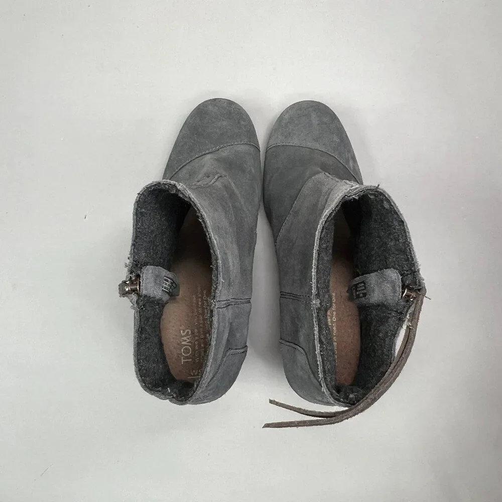 Toms Women's Size 9 Gray Suede Leather‎ Wedge Ankel Boots